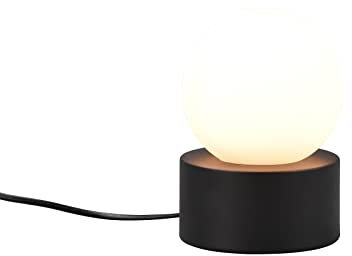meineWunschleuchte Tischleuchte Schwarz Touch Kugel Glasschirm Weiß, Höhe 17cm