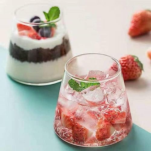 URMAGIC Japanese Whiskey Glasses Set,2 Pcs 280ml Mount Fuji Beer Glasses with Ice Ball Molds,Mountain Shape Cocktail Glasses,Creative Glass Cups,Novelty Latte Glasses,Glass Cappuccino Coffee Cup