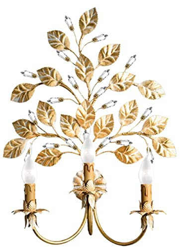 Casa Padrino Luxus Barock Wandleuchte Gold/Weiß 45 x 17 x H. 60 cm - Elegante Barockstil Wandlampe mit Swarovski Kristallglas - Barock Leuchten - Luxus Qualität - Made in Italy
