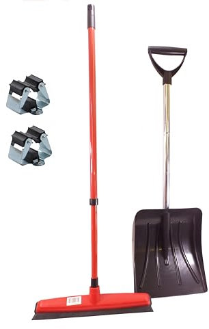 Generisch - Reinigungsset (Besen und Schaufel) - Rot - Gummi, Kunststoff - Multi-Purpose - Wandhalterung