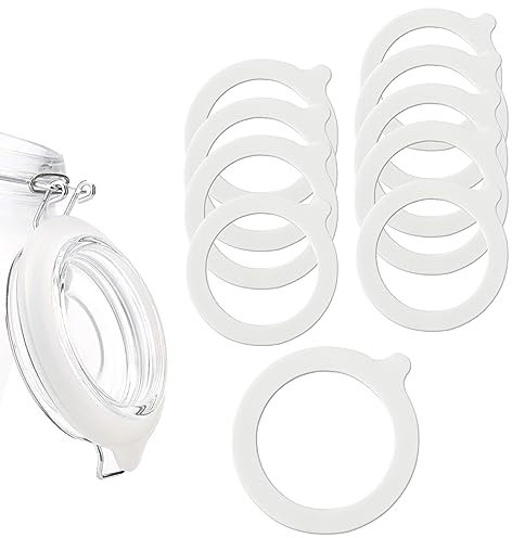 10 Stück Silikon Ersatz Dichtungen, Gummiringe Für Weckgläser, Gläser Gummiringe Silikon Glasdichtungen Weiß Weich Ersatz, Für Normale Weithalsgläser Klammer Deckel Einmachglasdeckel (70x95mm)
