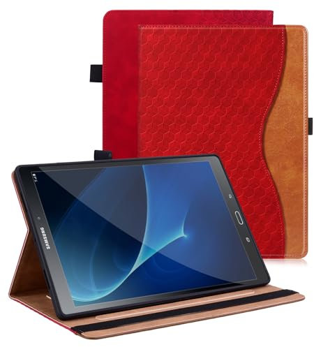 Vkooer Custodia per Samsung Galaxy Tab A6 10.1 pollici 2016 SM-T580/T585 Cover Protettiva Pelle PU con Auto Svegliati/Sonno e Supporto Funzione Flip Tasca Case - Rosso
