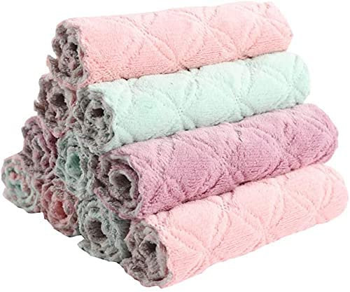AYADUKA 10 super absorbent microfiber kitchen cleaning cloths dishcloth,kitchen utensils,cleaning towel,multipurpose,glass sink non-stick pan bathroom cleaning