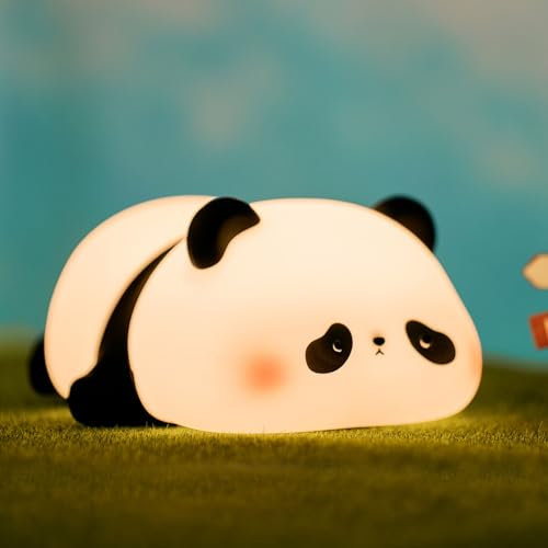 VTIGER LED Veilleuse Enfant Bébé,3 Luminosité,Rechargeable,Fonction Minuterie, mignon Veilleuse Filles, Lampe panda en silicone tactile, aimable Deco pour Chambre d'enfant,Cadeau Garçon fille panda
