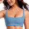 CRZ YOGA Damen Butterluxe Gepolstert Sport BH Ohne Bügel Crop Tops Verstellbar Spaghetti Träger Fitness Bustier Yoga BH Universum Blau 44