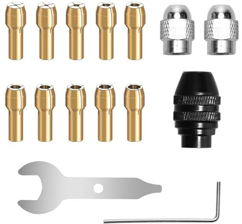 Dremel Bohrfutter, Spannzangensatz für Dremel, 1/32 bis 1/8 Ersatz 4486 Schnellwechsel-Bohrfutter und Ersatz 4485 Messingspannzangen