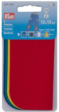 Prym 929220 Patches Köper, Reparaturpatch, 13 x 13 cm, rot, gelb, grün, blau