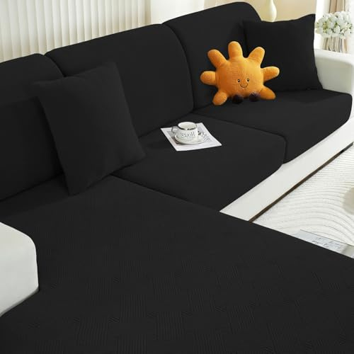 Ystyle Sofa Sitzkissenbezug Stretch, Sofa Sitzbezug, Elastischer Kissenbezüge, Sofa Sitzkissen Sofa Überzug Couch Überzug Schonbezug Sofabezug Sofaschoner (Schwarz, Chaiselongue)