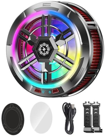 Fowecry Mobile Phone Cooler USB Powered Cooler for Cell Phone Radiator Fan Flat Phone Cooler Cooling Fan with Back Clip Large