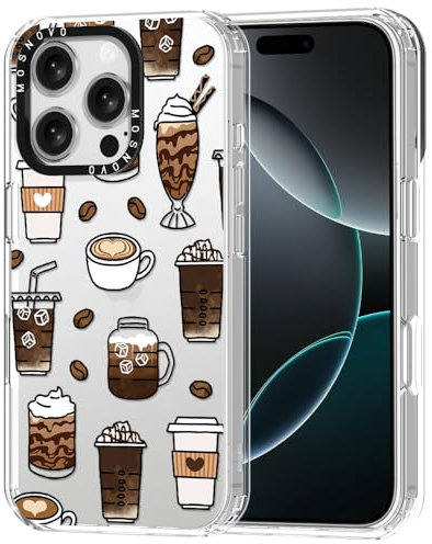 MOSNOVO Hülle für iPhone 16 Pro – Durchsichtige, schlanke, stoßfeste TPU+PC-Handyhülle, [6,6 Fuß Fallschutz/Anti-Abziehen] - Kaffee