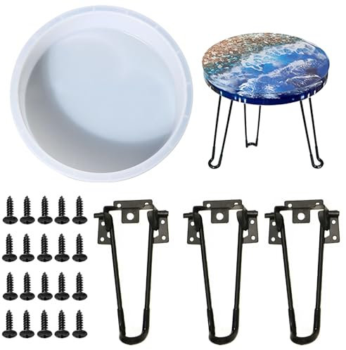 JMZLLRX Stampi in Silicone per Resina, Stampo Rotondo in Silicone in Resina 27,9 cm Grande Stampo da Tavolo in Resina con Gamba a Forcella per Tavolo, Grande Vassoio, Decorazione Domestica