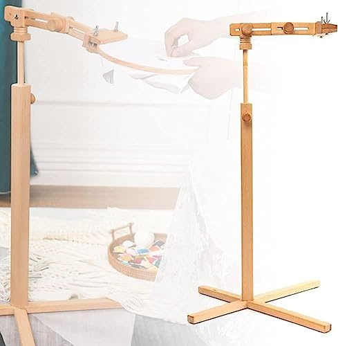 DPKKJFB Adjustable Embroidery Stand, 360 Degree Rotation Standing Embroidery Hoop Stand Holder Clamp, Cross Stitch Stand Lap, Hands Free Sewing Craft Embroidery Tools for Sewing, Needlecrafts