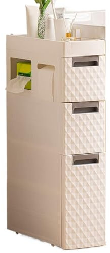 SLXYYYHW Armoire de salle de bain à 2 tiroirs, grande capacité, armoire étroite en plastique pour papier toilette (3 tiroirs)