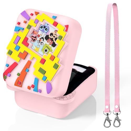 Générique Étui de Protection en Silicone pour Jouet interactif Bitzee, étui Antichoc avec lanière, Accessoires de Machine pour Animaux de Compagnie Bitzee (Rose)