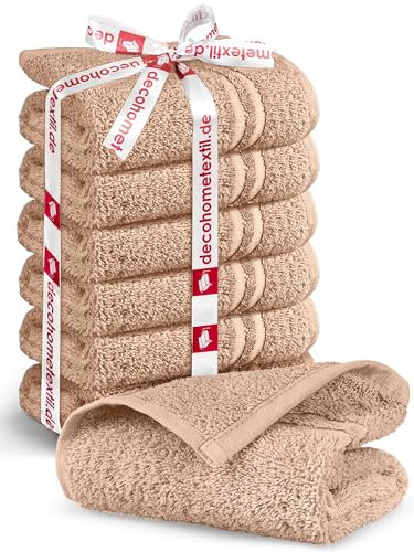 DecoHomeTextil Handtuch-Set 6 Gästetücher 30 x 50 cm in Beige aus 100% Baumwolle, hochwertig, kuschelweich und saugstark