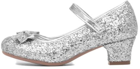 Lilley Sparkle Girls Silver Glitter Heel - Size 9 Child UK - Multicolour