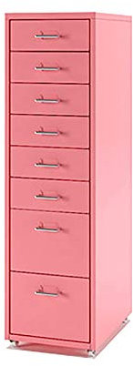 Aktenschrank aus Metall mit Rollen, 8 Schubladen, Organizer für bunte Bürodekoration, Rosa (Größe: 8)