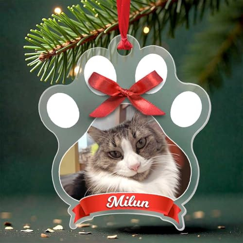 Palline di natale personalizzate con foto gatto cane. Decorazioni natalizie albero di Natale. Idea regalo per natale. Forma ZAMPA