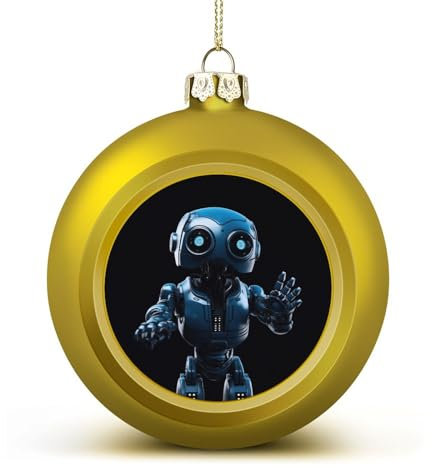 2024 Weihnachtskugel-Ornamente, 6,1 cm, bruchsicher, Weihnachtsbaumschmuck, Kugeln, blauer Roboter, Weihnachtsdekoration, Weihnachtsdekoration, Goldener Stil