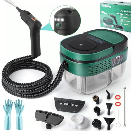 Limpiador de vapor de mano con control de mango, tanque de agua grande de 1.6 L, 3 niveles ajustables, manguera gruesa, limpiador de vapor portátil, vaporizador a presión de alta temperatura para el