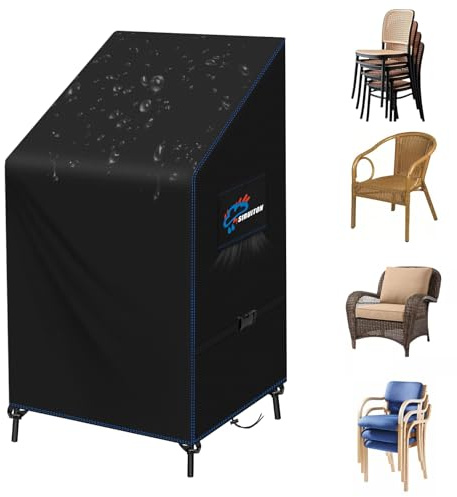 SIRUITON Schutzhülle für Gartenstühle 420D Oxford,68x96x110/150cm | Wasserdicht, atmungsaktiv, UV-beständig, reißfest, für Stapelstühle, langlebig, Allwetterschutz, passend für Innen & Außen