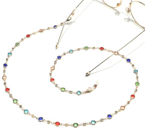 Catenella per Occhiali, Catena di Occhiali Metallo, Catenina Occhiali Catena Occhiali da Antiscivolo Cinturino, Perline Laccio Occhiali