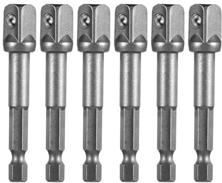 Stecknuss Adapter, 6-teilig, Stecknuss-Adapter Set, 3/8 to 1/4-Zoll-Sechskantadapter, Vierkant, Sechskantschaft für Bohrmaschine und Akkuschrauber, Bit-Halter