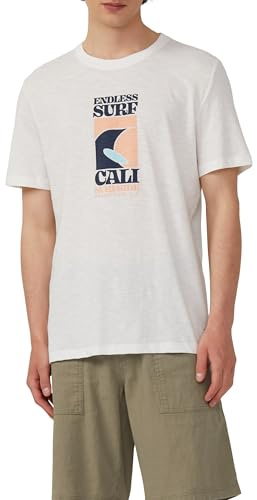 s.Oliver Baumwoll-T-Shirt mit Frontprint und Flammgarnstruktur
