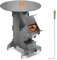 Jaxguom Raketenofen mit Grillplatte und Feuerhaken, Rocket Stove Outdoor, Stecksystem, 3 mm dickem Stahl, Holzofen Campingofen Pelletofen für Dutch Oven BBQ