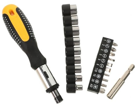HOLIDYOYO 1Ensemble Jeu de Tournevis à Cliquet Magnétique Multifonctionnel Kit de Réparation Durable avec Porte Embout Outils Hexagonaux pour Entretien Mécanique