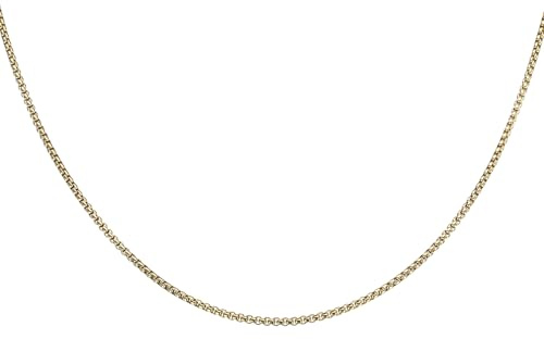 sourcing map Square Chain Necklaces 2.5mm Wide 19.7 Inch Long Stainless Steel Round Box Necklace Chains for Men Women, Gold