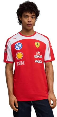 PUMA Scuderia Ferrari F1 2026 Men's Team Tshirt - Red | Short sleeve with round neck collar, Unisex regular fit, All the latest team and partner logos, Officially licensed