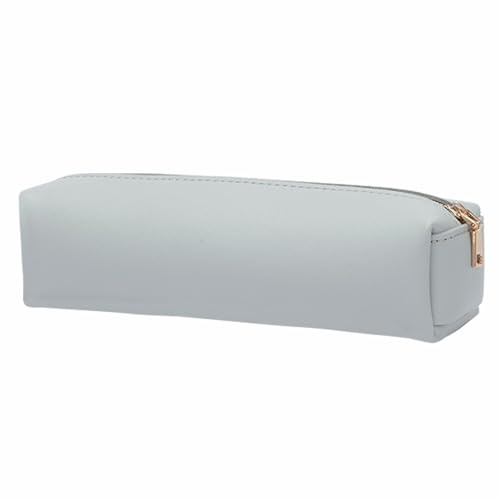 Trousse à crayons portable moderne en cuir PU pour fournitures scolaires pour papeterie, pinceaux de maquillage, pinceaux de peinture, gris, 20.5 x 6 x 6cm, Moderne