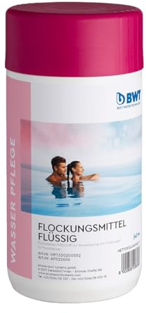 BWT Flockungsmittel flüssig 1L für Poolwasser mit Sand-/Glasfilter | Trübungsentferner, entfernt feinste Schwebstoffe & Algen, verbessert Filterleistung, verbessert Wasserqualität