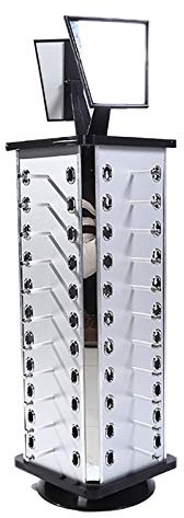 ClearFragrans 360° Drehbarer Brillen-Ständer mit Spiegel, Tragbare Aufbewahrungsbox für 44 Brillen, Sunglass Display Rack, Ausstellungsständer für Optiker, Geschäfte und Zuhause