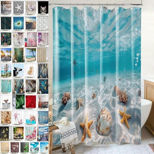 Sanilo Duschvorhang, viele schöne Duschvorhänge zur Auswahl, hochwertige Qualität, inkl. 12 Ringe, wasserdicht, Anti-Schimmel-Effekt (Waterworld)