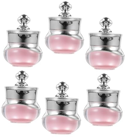 TOGEVAL Lot de 6 Pots à Crème Rechargeables 5 G en Acrylique Rose Petit Format Étanches pour Contenants de Voyage Cosmétiques avec Couvercles