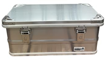 Alu Werkzeugkiste – Robuste Transportbox aus Aluminium verstärkte Ecken – Universalkiste Werkstatt, Baustelle usw. – Abschließbar, Silber, Griffe (Gr. 1-4) (1, Silber, Gr. 2 | 640 x 355 x 273 mm)