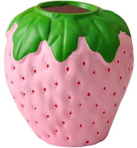 HiyyFloy Vase Rose en Forme De Fraise pour Fleurs, Pot De Fleurs en Forme De Fraise pour Filles, Vases À Fruits pour Décoration De Cuisine sur Le Thème des Fraises, pour Maman Grand-mère