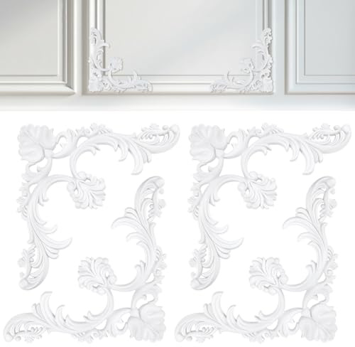 UNICRAFTALE 4 Stück 3D Wandpaneele Eckleisten Wandbilder im französischen Stil PU Leder Blumenmuster 35x35x3.2cm Vorgrundiert Überstreichbar Leichte Dekorative Paneele Verzierungen Für Schlafzimmer