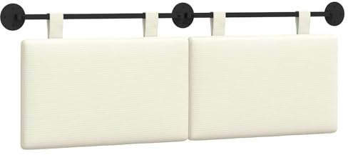 vidaXL Hängendes Kopfteil Creme Cordstoff, Moderner rechteckiger Wand-Kopfteil, weich gepolstert, verstellbare Rückenlehne, platzsparender Bett-Zubehör