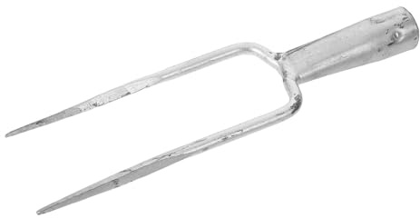 Acier Fourche de Jardin à Deux Dents, Tête 35mm, Argenté | Pénètre le Sol Compact, Aération et Désherbage, pour Plates-bandes et Potagers