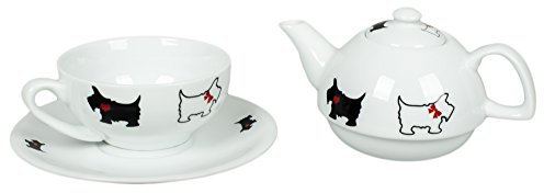 CBE Black and White Scottie Dogs Tea Pot for One