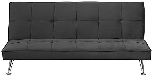 Beliani 3-Sitzer Sofa mit Schlaffunktion Stoff grau Schlafsofa ohne Armlehnen Hasle II