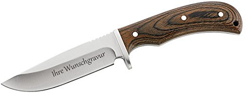 Herbertz-Gürtelmesser, AISI 420 Stahl, Pakkaholz-Schalen, persönliche Wunschgravur