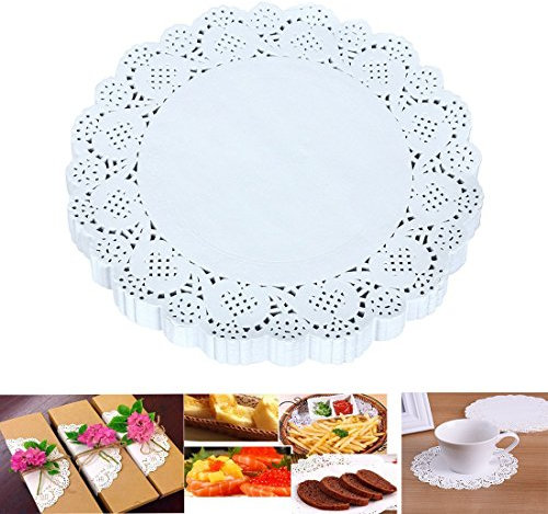 Demarkt Tortenspitze Tortenpapier Tortenserviette Spitzendeckchen Weiße Runde Papier Deckchen Spitze Deckchen Kuchen Verpackung für Party Hochzeit Dekorationen 16,5cm (100 Stück)