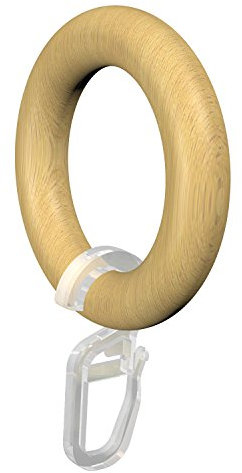 Flairdeco Gardinenringe / Ringe mit Faltenhaken, Holz, Buche lackiert, 47/30 mm, 16 Stück