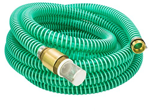 AWM Saugschlauch 1 Zoll Ansauggarnitur Gartenpumpe Ansaugschlauch Rückschlagventil Hauswasserwerk (4 Meter, Grün/Messing)