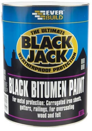 2 X Everbuild 5 litres 901 Black Bitumen Paint Blackjack Weatherproof Protection