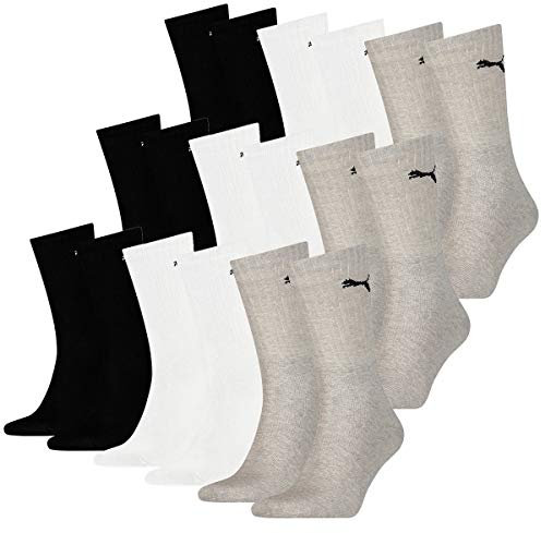 PUMA Unisex Crew Socks Socken Sportsocken MIT FROTTEESOHLE 18er Pack white/grey/black 325-39/42